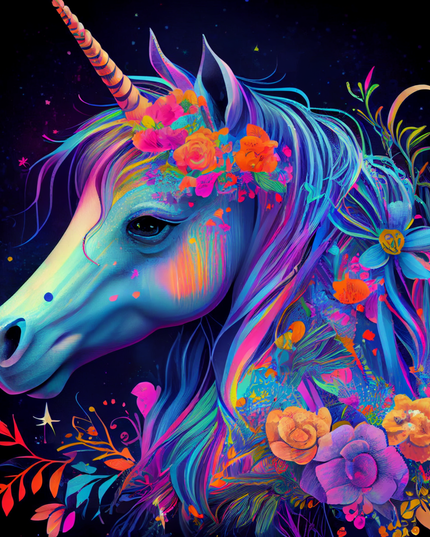 Unicorn with rainbow colors