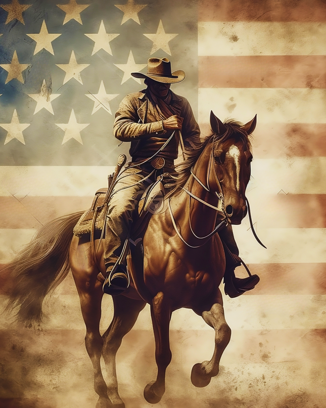 Horse running w/American Flag