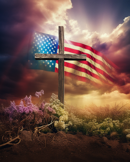 Cross w/American Flag