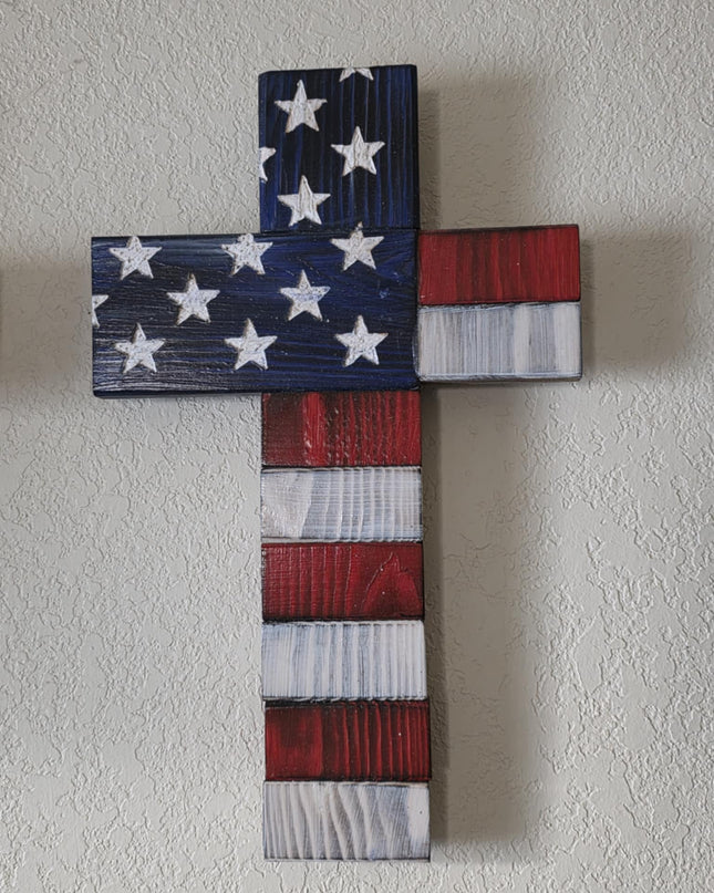American Flag Cross w/white lines