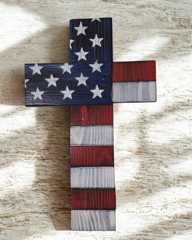 American Flag Cross w/white lines