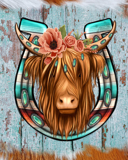 261 Brown cow with horse shoe.