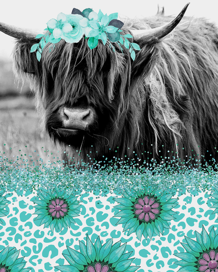 262 Black cow with teal backgroun