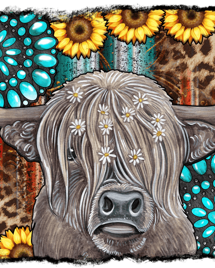 264 Cow with floral background