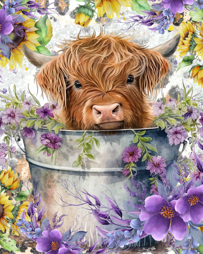 277 Calve in bucket with flowers