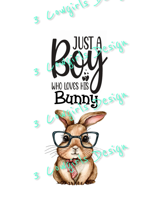 It's a boy who loves his bunny