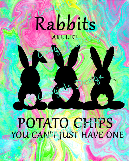 Rabbit are like potato chips {pink, turquoise, green}