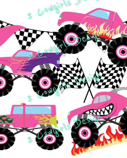 58 Pink monster trucks
