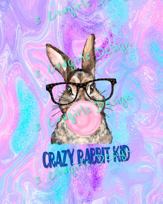 Crazy rabbit kid {purple, blue, pink}