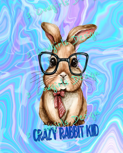 Crazy rabbit kid {blue, purple, white}