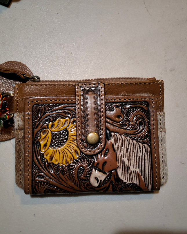 Wildflowers of the Prairie Credit Card Holder In Brown - Brown / Single