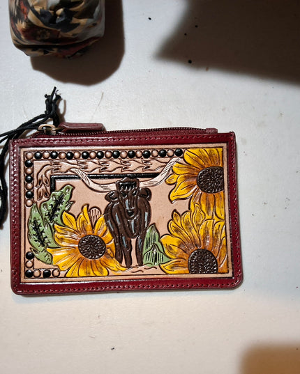 Where Longhorns Graze Hand-tooled Card Holder